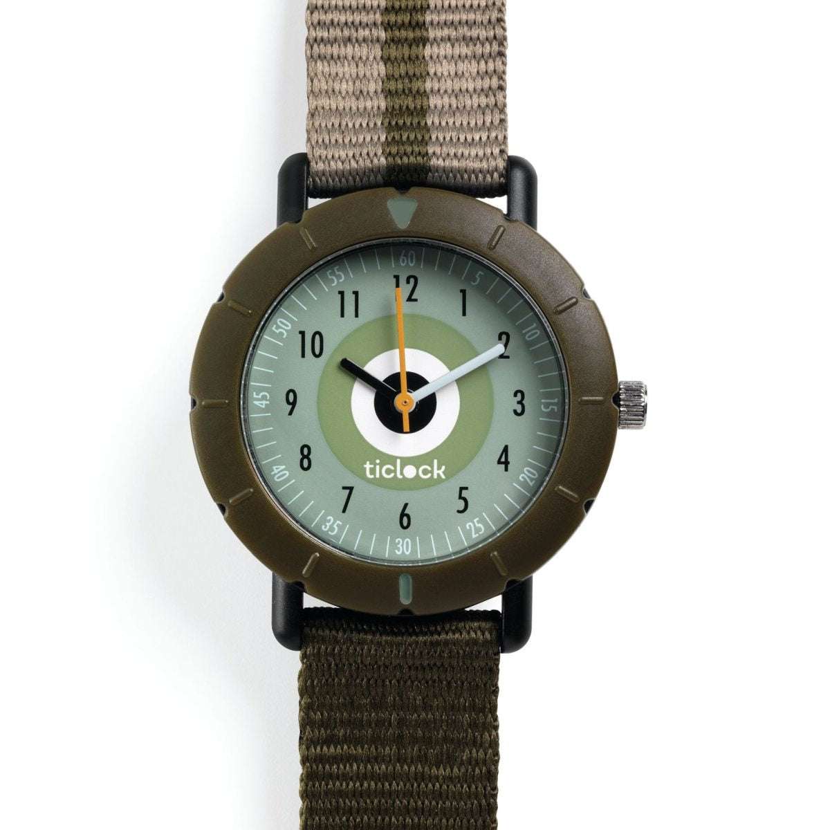 Sportlich-elegante Quarzuhr von Djeco mit drehbarer Lünette und verstellbarem Textilarmband