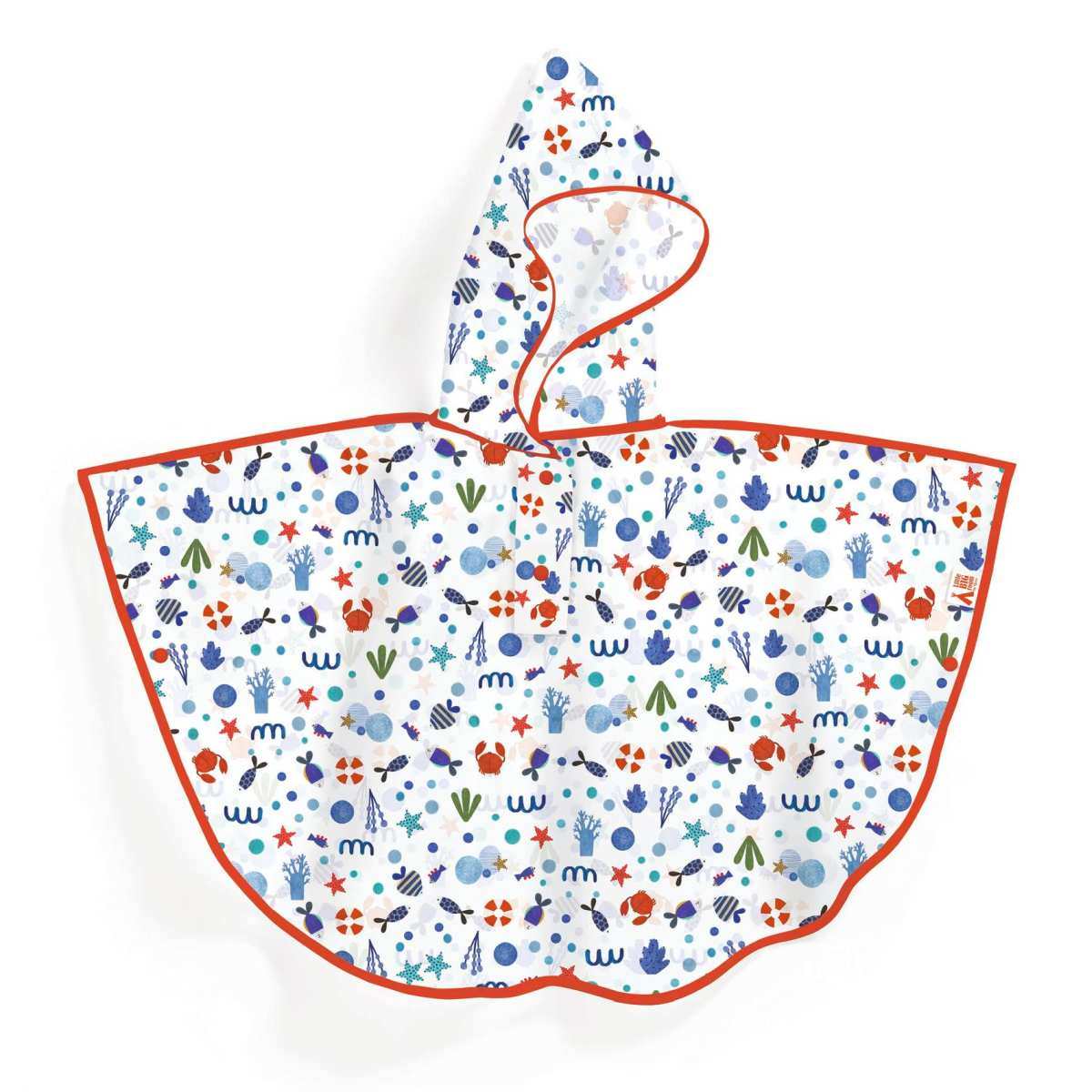 Regencape Ozean Kinder mit Kapuze und Ozeanmotiven in leuchtenden Farben