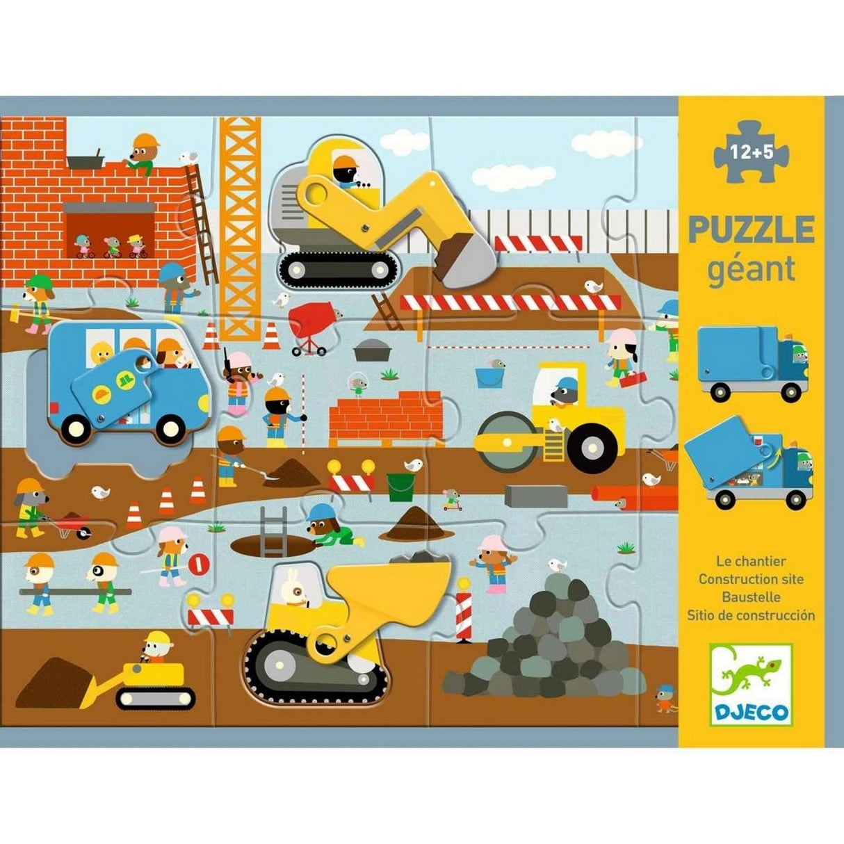 Bodenpuzzle Baustelle - 12 + 5 Teile
