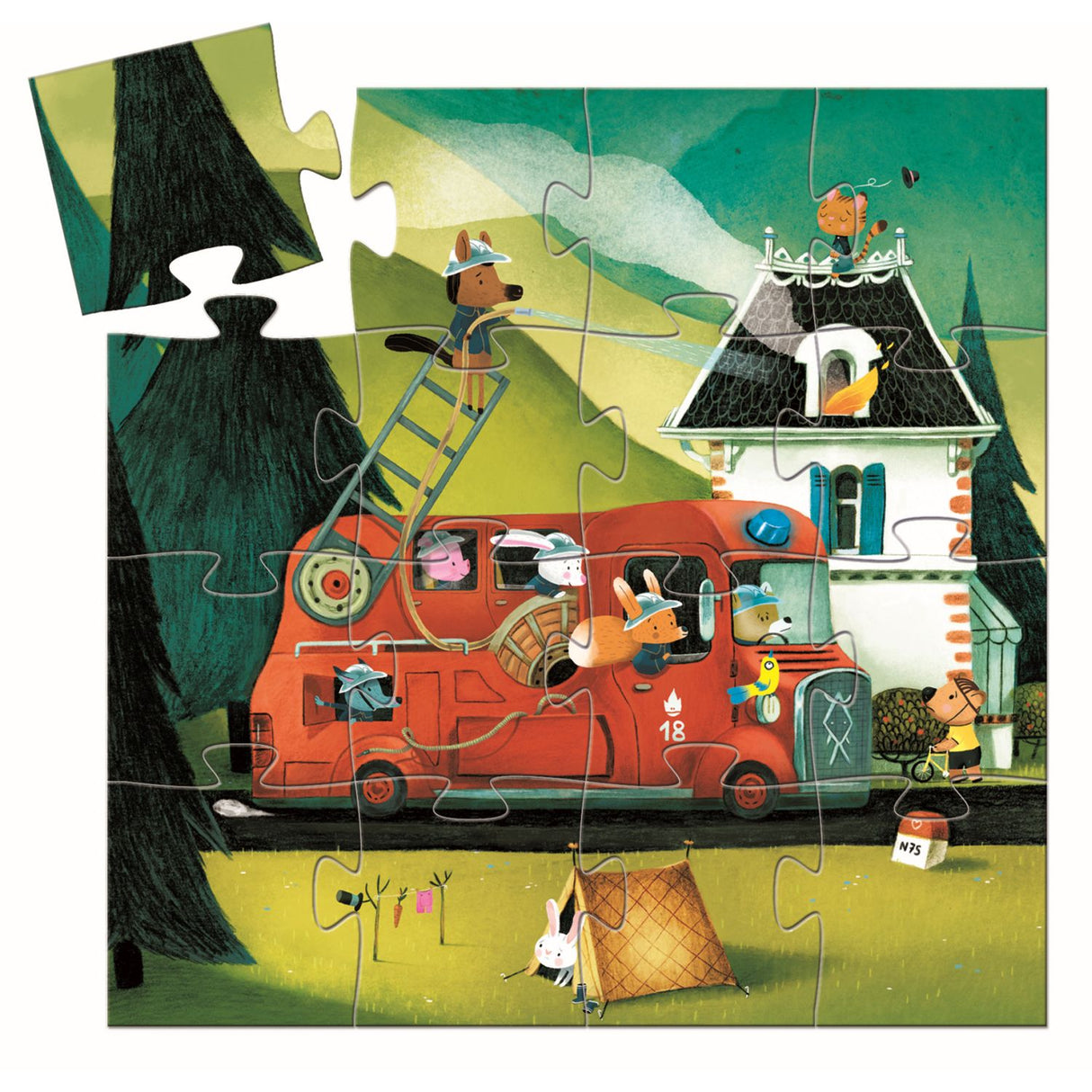 Formen Puzzle: The fire truck