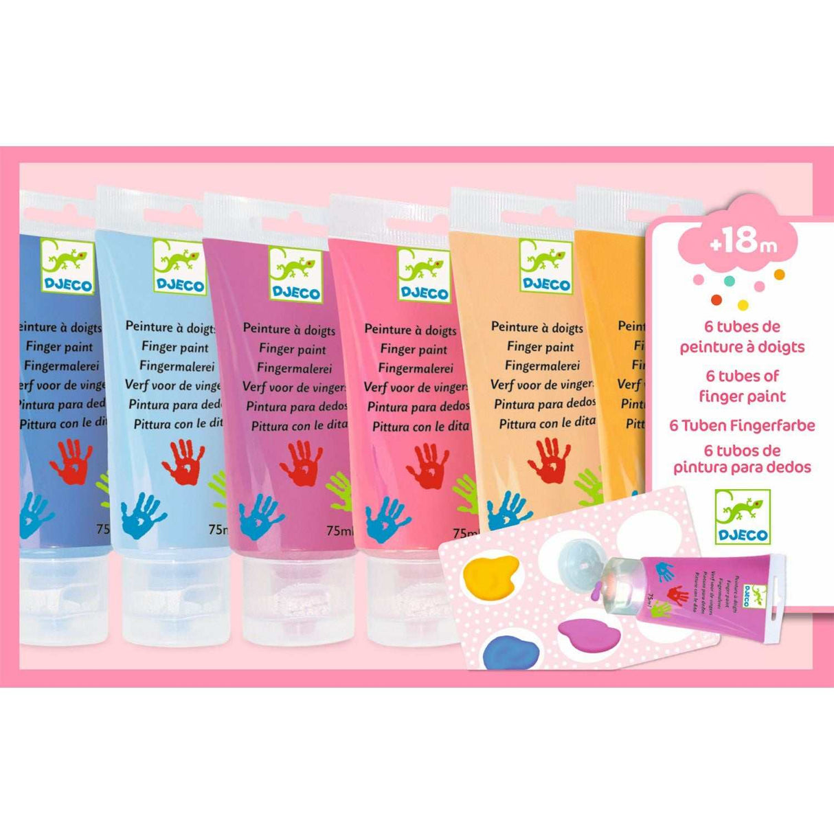 Farben: 6 Tuben Fingerfarbe sanfte Farben