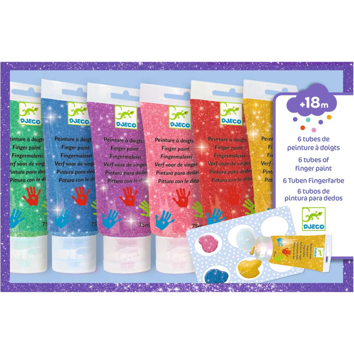 Fingerfarben: 6 Tuben Glitzer