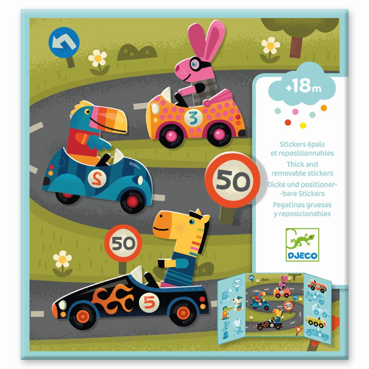 Djeco Sticker Autos for toddlers with large, easy-to-use car stickers on a 43x23 cm sheet
