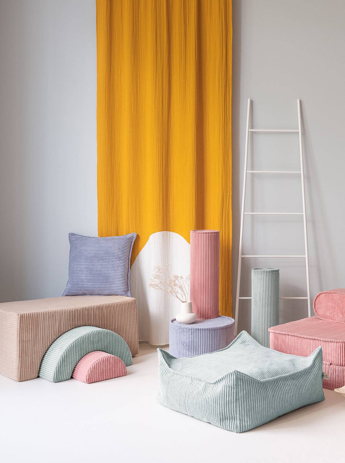 Square Ottoman/ Peppermint Green