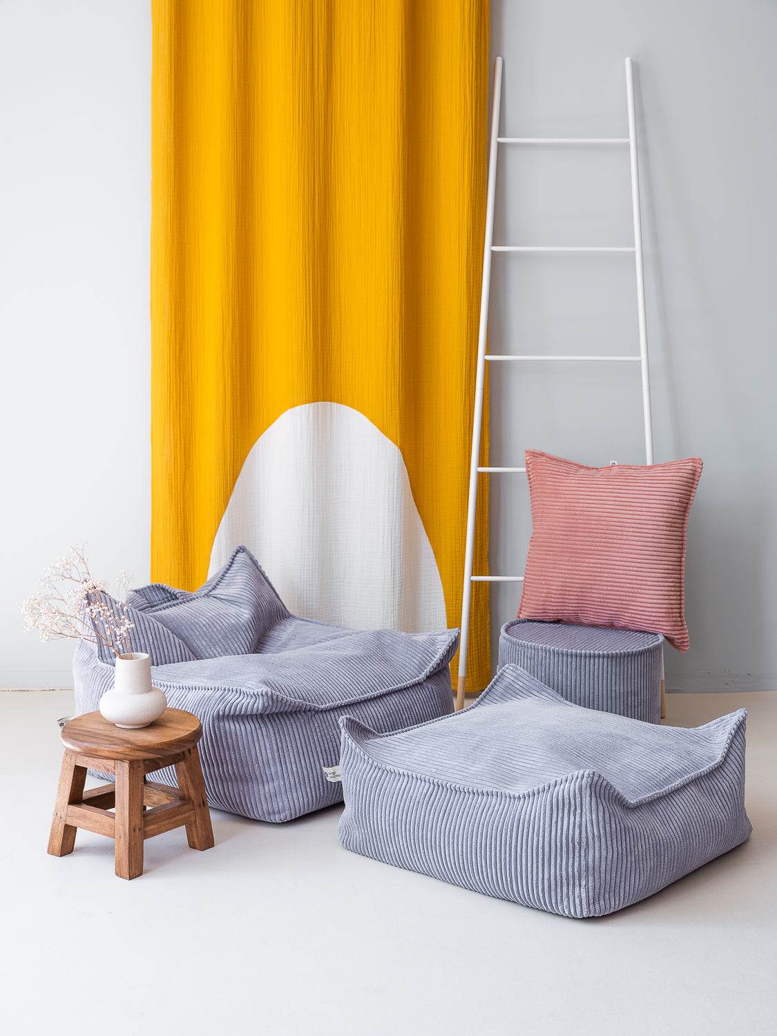 Square Ottoman/ Blueberry Blue