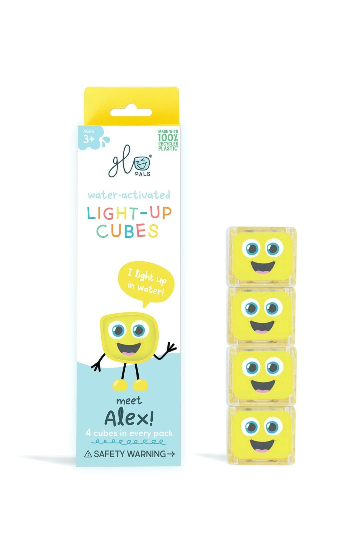 Leuchtende Bade- Würfel gelb Glo Pals Wasseraktivierte Lichtwürfel für Kinder 4 Stück