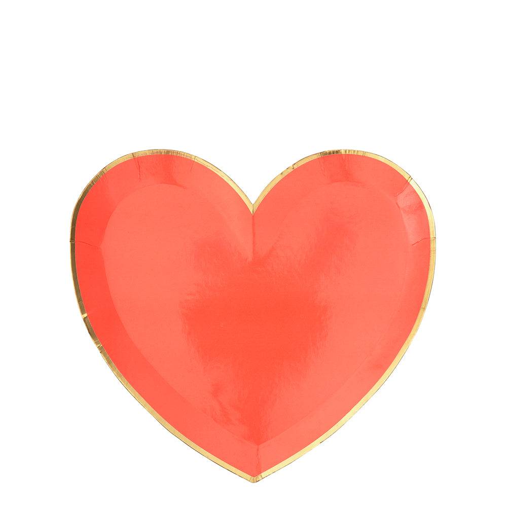 Kleine Partyteller Herz mit Goldrand von Meri Meri, herzförmig für Valentinstag und Motto-Party.