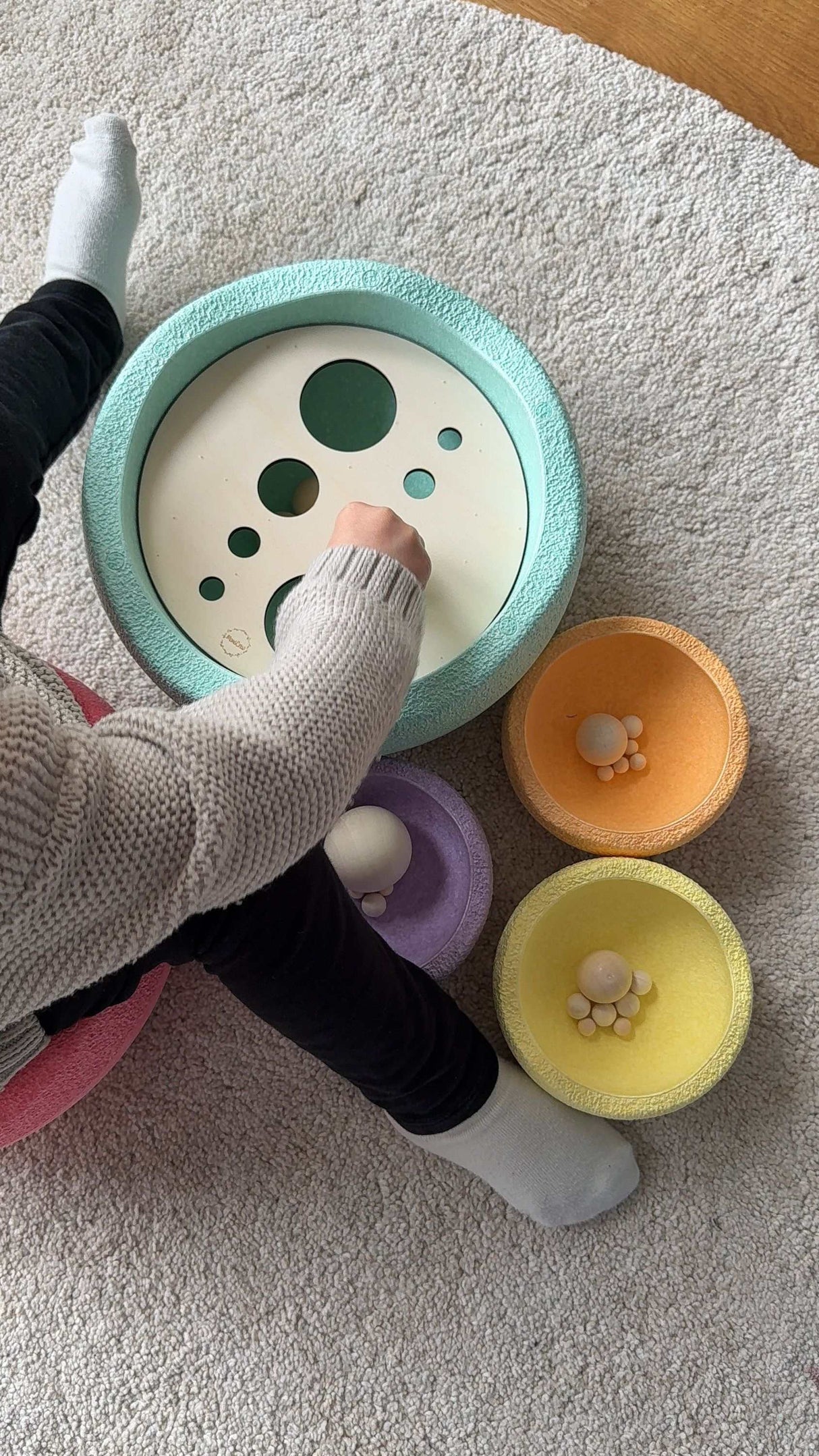 Set: Größenstufen + 12 Holzkugeln (Ergänzung für Stapelsteine)