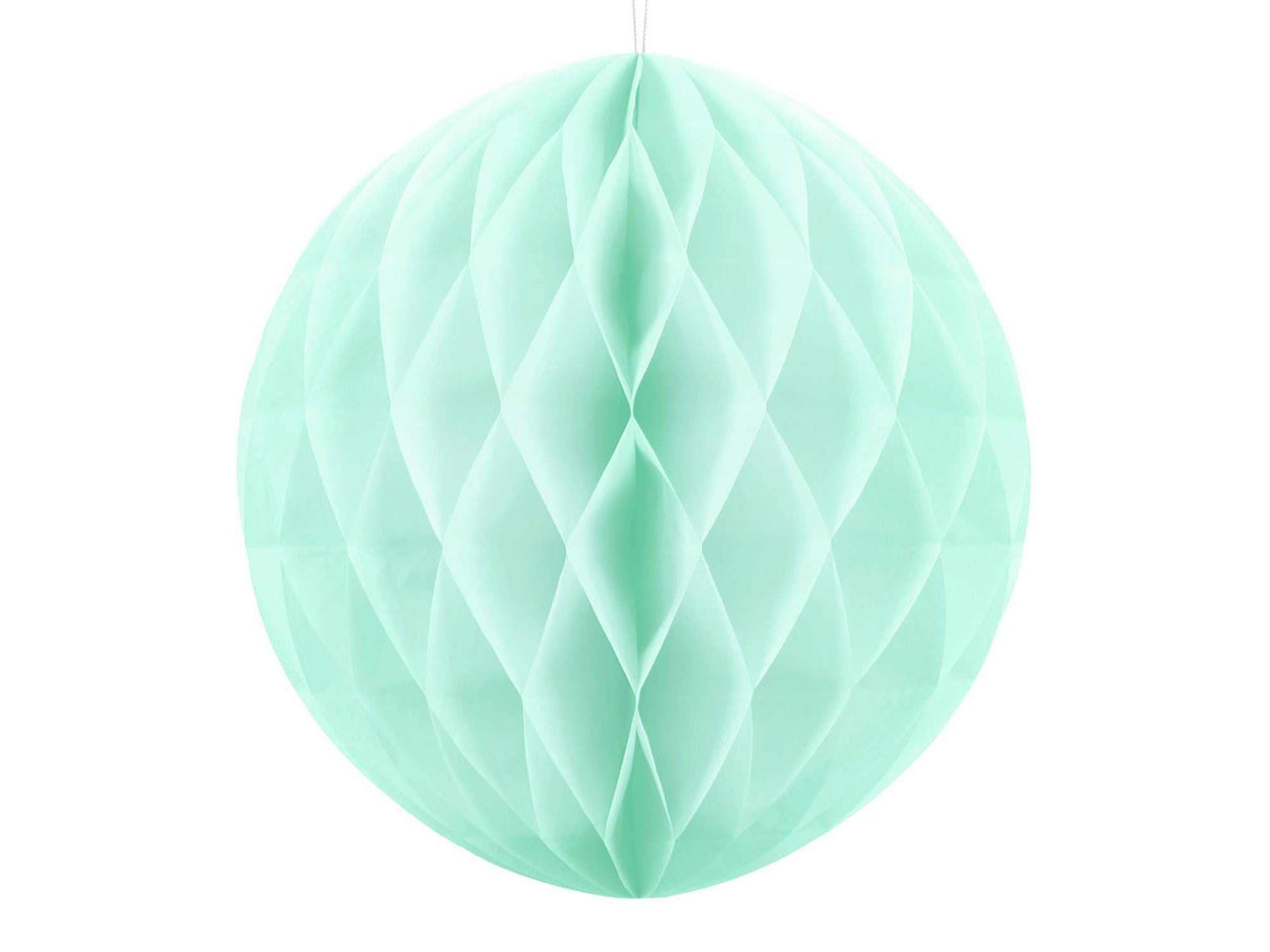 Light mint honeycomb ball decoration with 30 cm diameter for festive home décor