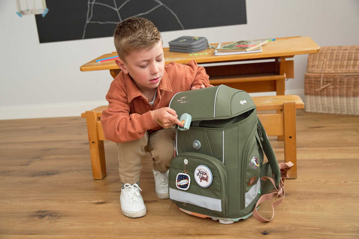 Schulranzen-Set 7-teilig, Boxy Unique olive