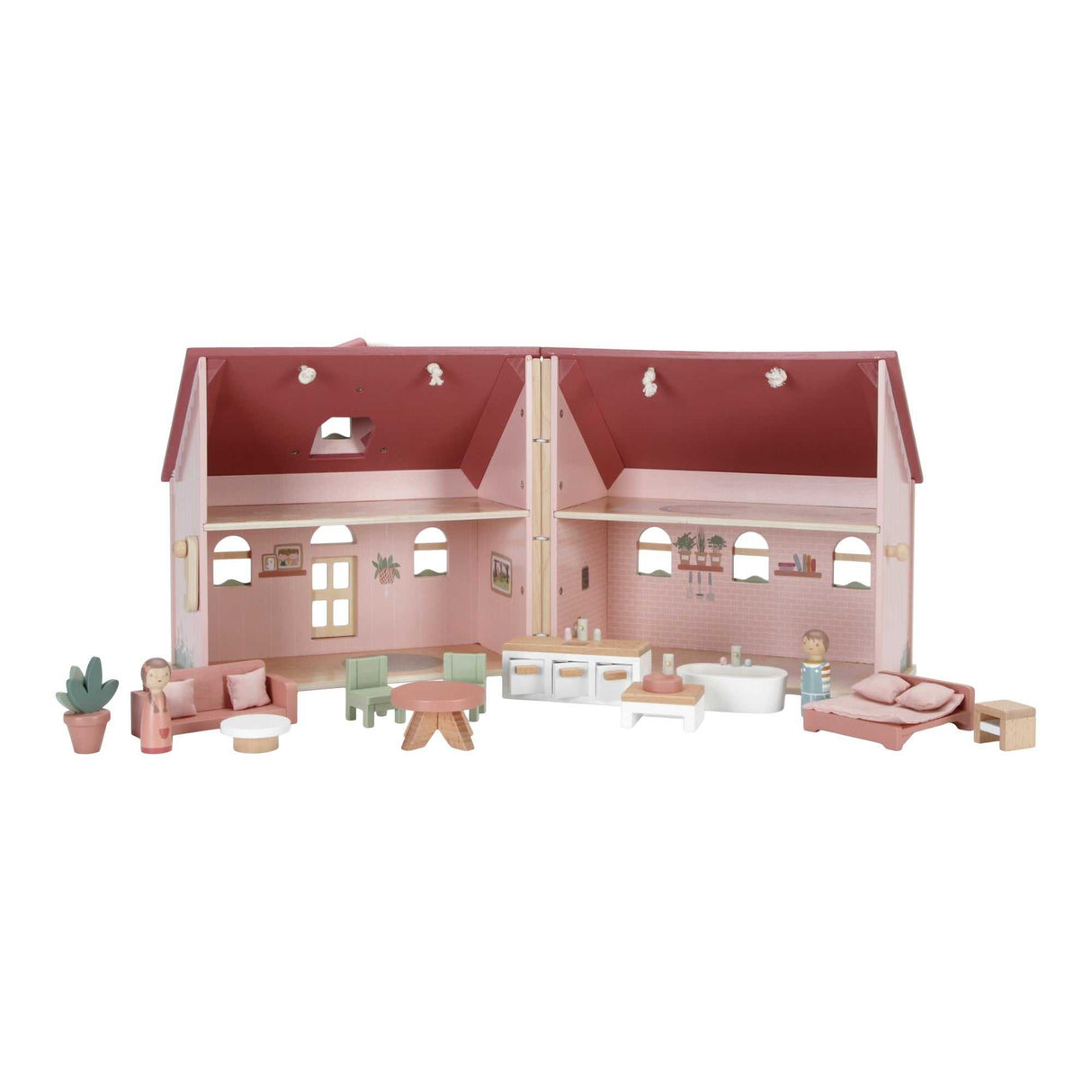 Tragbares Holzpuppenhaus