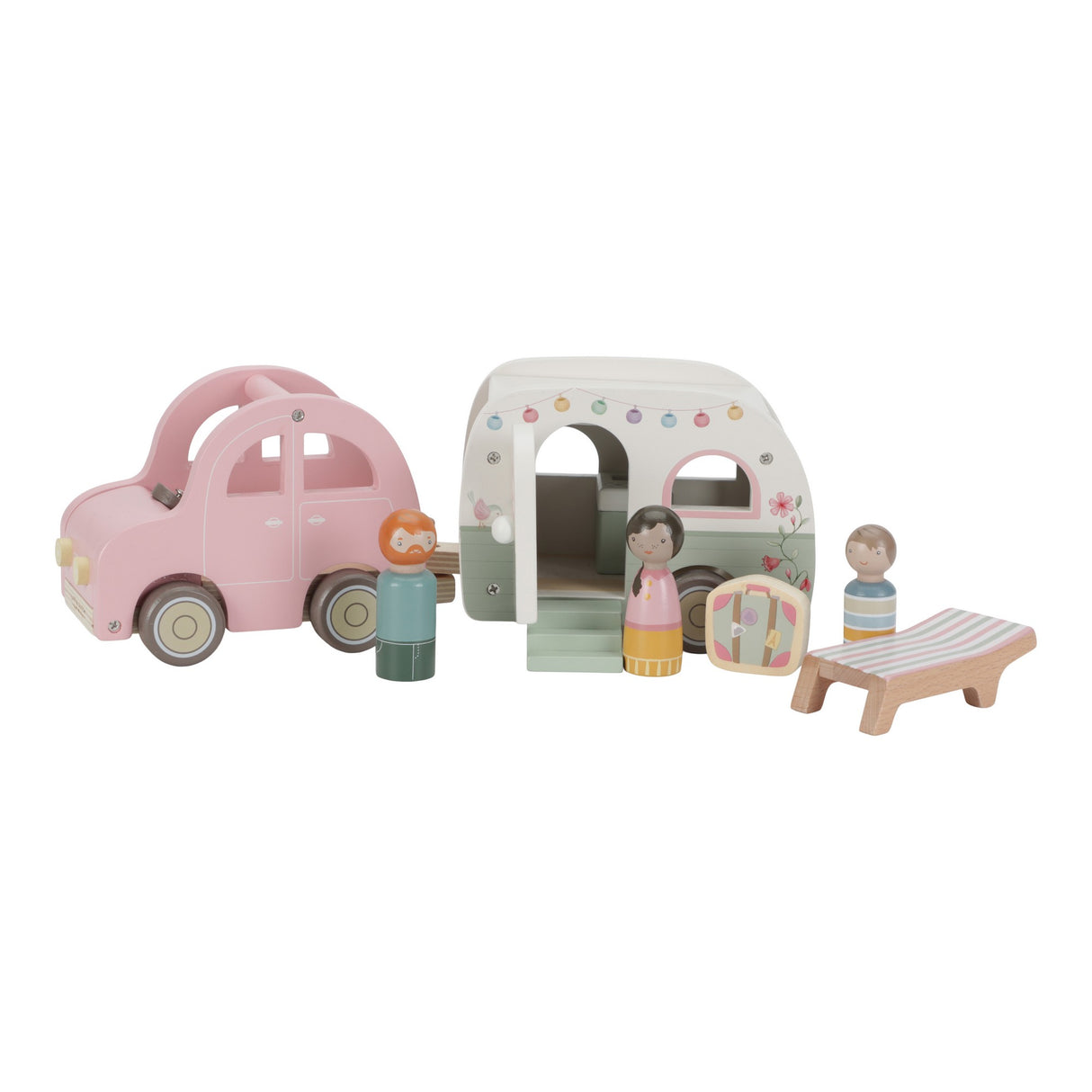 Spielzeugauto mit Wohnwagen