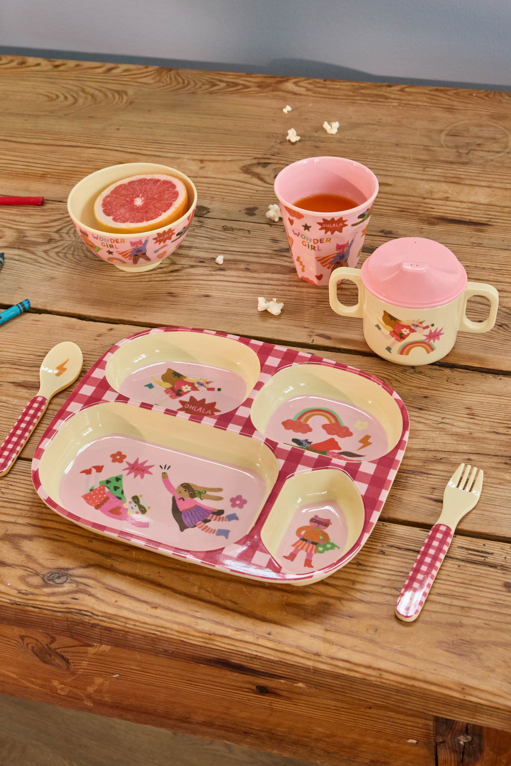 Baby Geschirr Set/ Hero Pink
