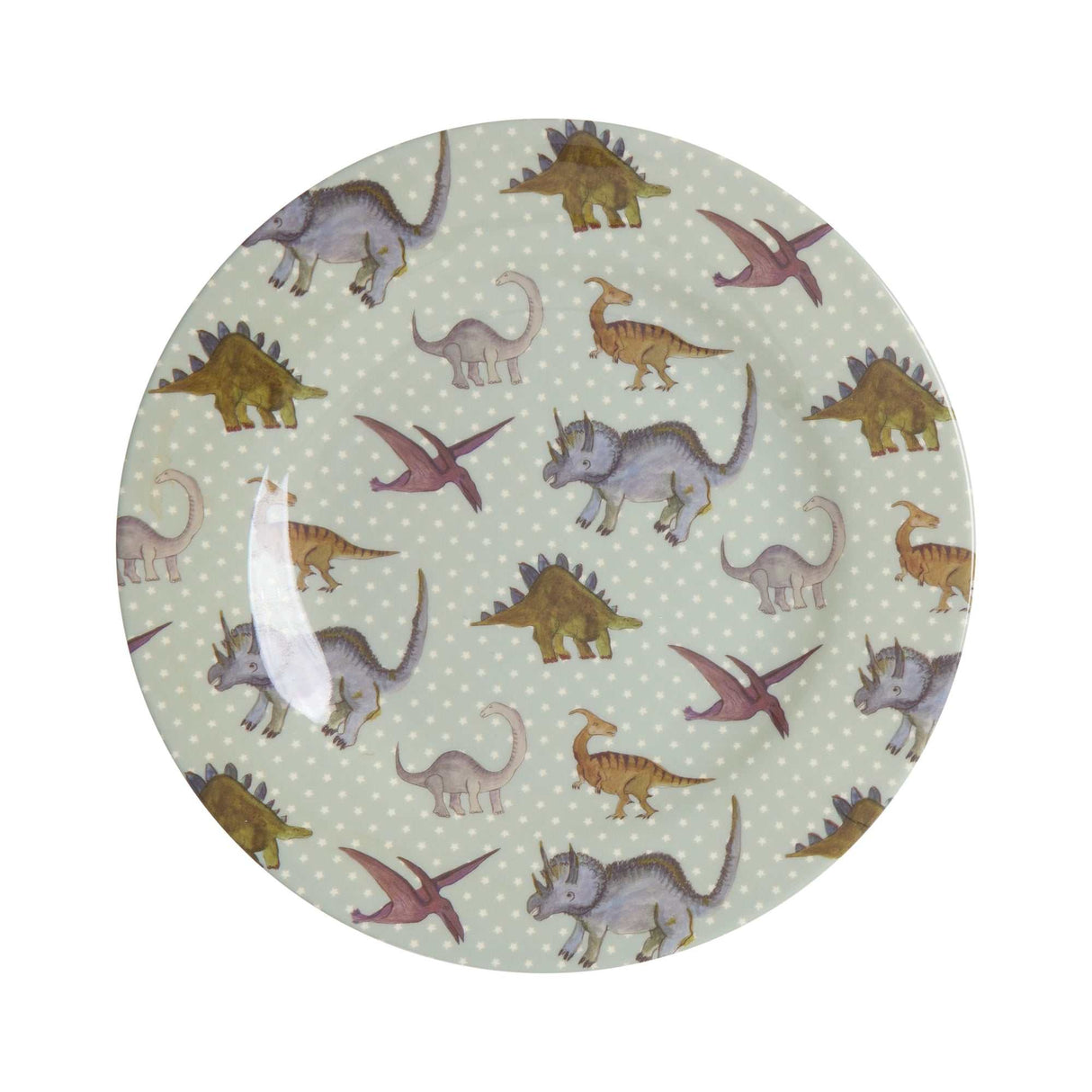 Bunter Melamin Kinderteller mit New Dino Print, spülmaschinengeeignet und BPA-frei
