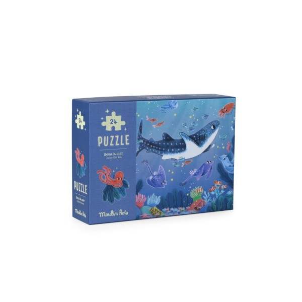 Paulie Leuchtpuzzle Meer Kinderpuzzle mit 24 leuchtenden Unterwasserweltteilen von Moulin Roty