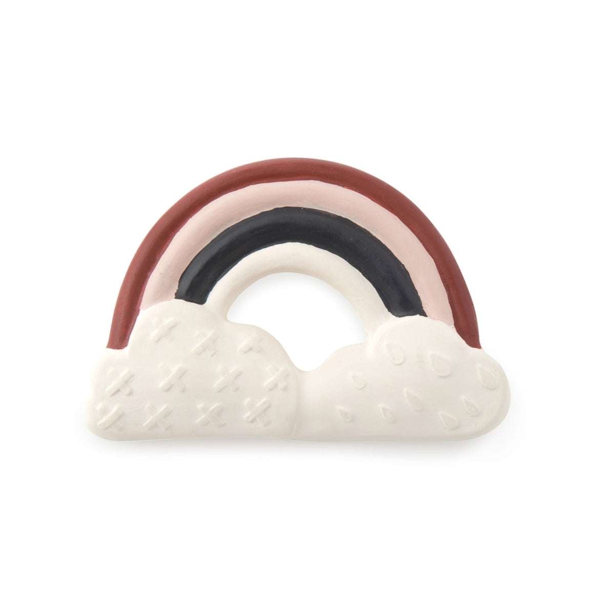 Kautschuk Beißring Regenbogen aus Naturkautschuk für Babys ab Geburt, handwaschbar, 11x7 cm