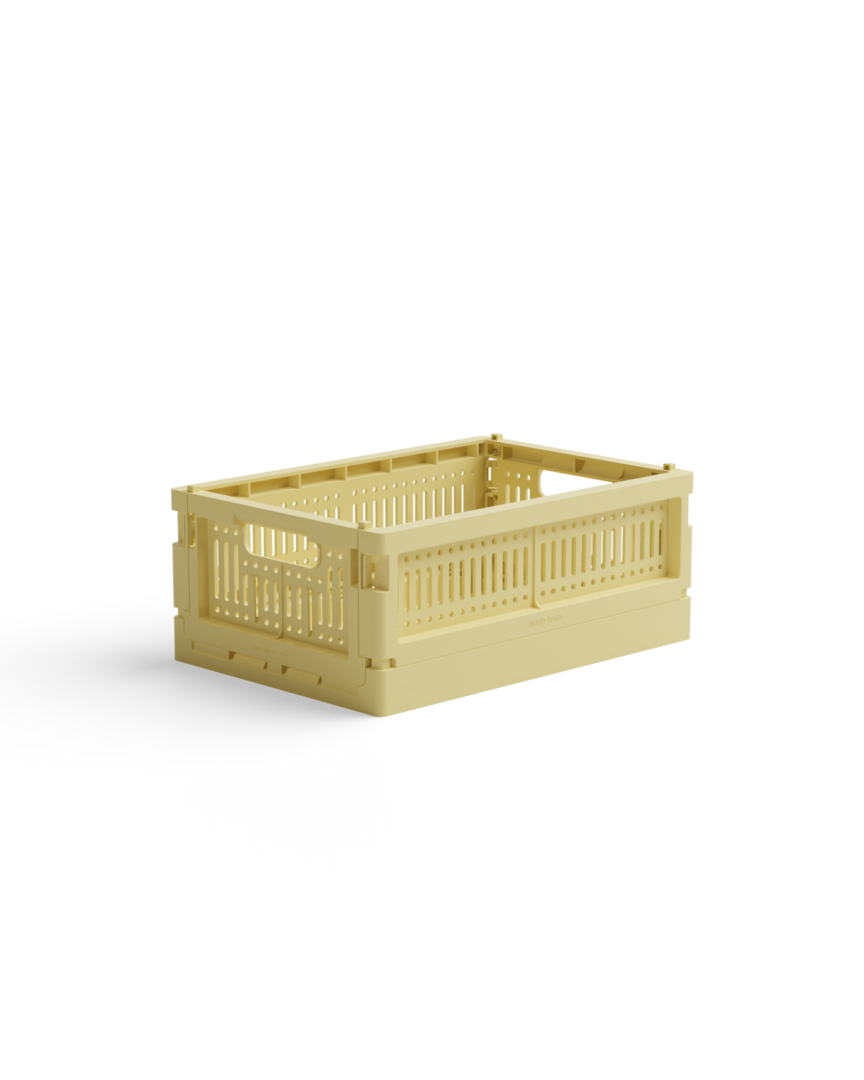 Aufbewahrungsbox mini lemon cream aus recyceltem Plastik, stapelbare Faltbox für vielseitige Ordnung