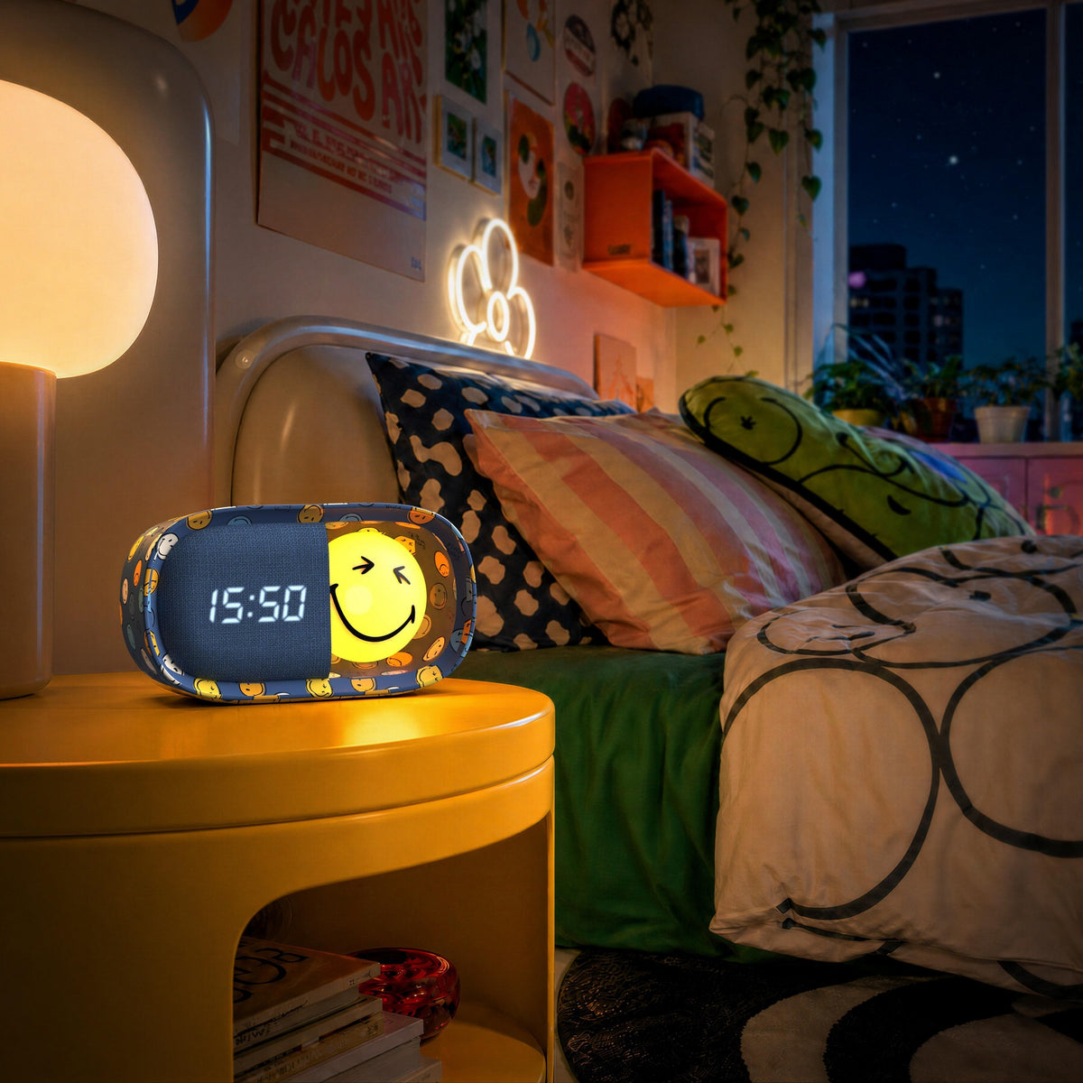 Dreamy Clock Smiley - Wecker und Nachtlicht Blau