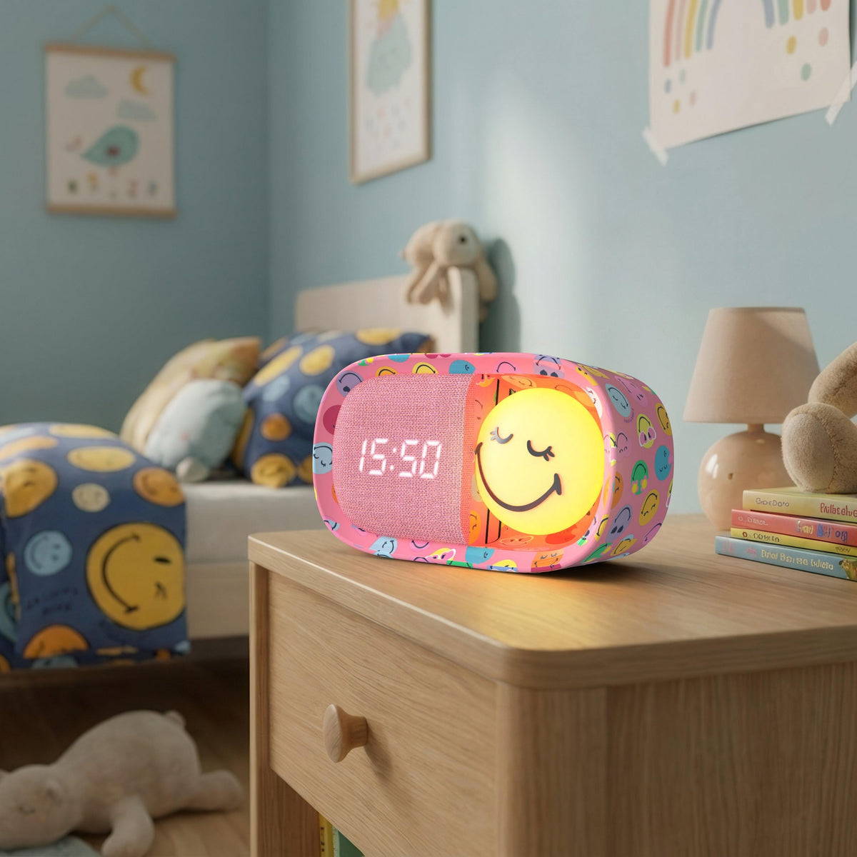 Dreamy Clock Smiley - Wecker und Nachtlicht Rosa