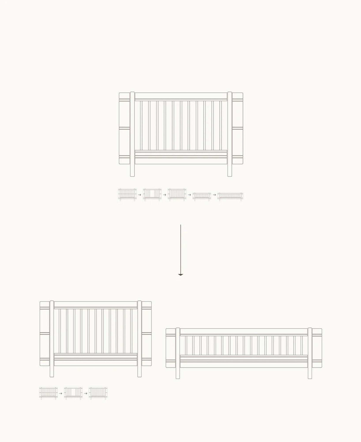 Wood Mini+ Geschwisterset (Ergänzung f. Mini+ Babybett inkl. Umbauset Juniorbett weiß/ Eiche