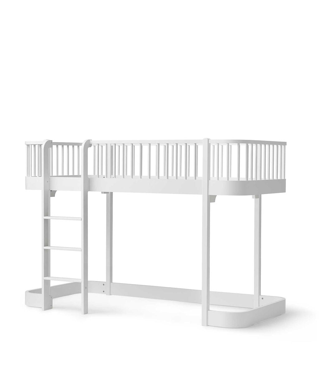 Wood halbhohes Hochbett 138 cm (90x200) weiß - Leiter vorne