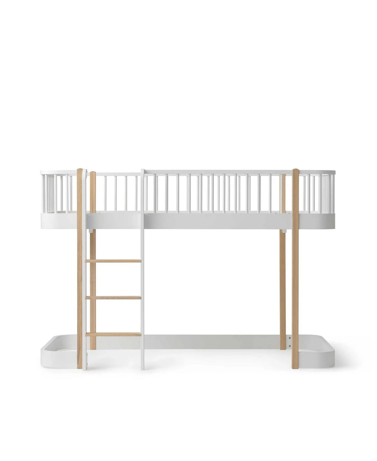 Wood halbhohes Hochbett 138 cm (90x200) weiß/ eiche - Leiter vorne
