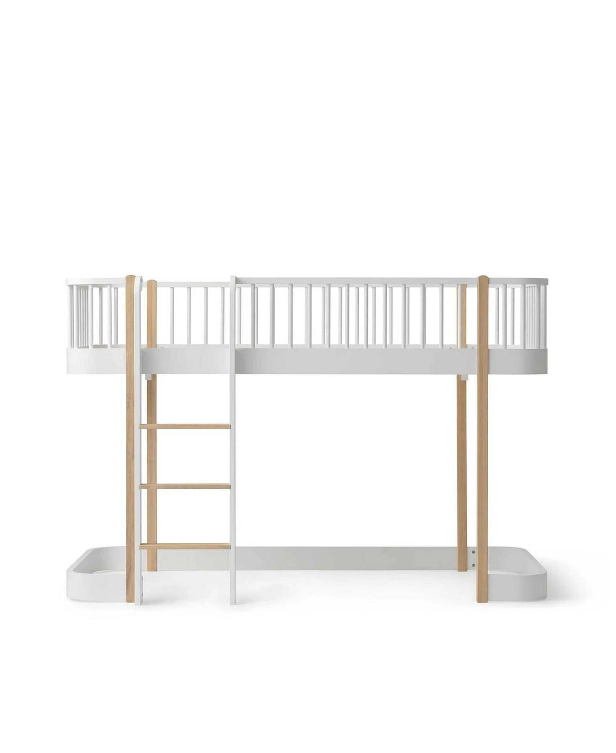 Wood halbhohes Hochbett 138 cm (90x200) weiß/ eiche - Leiter vorne