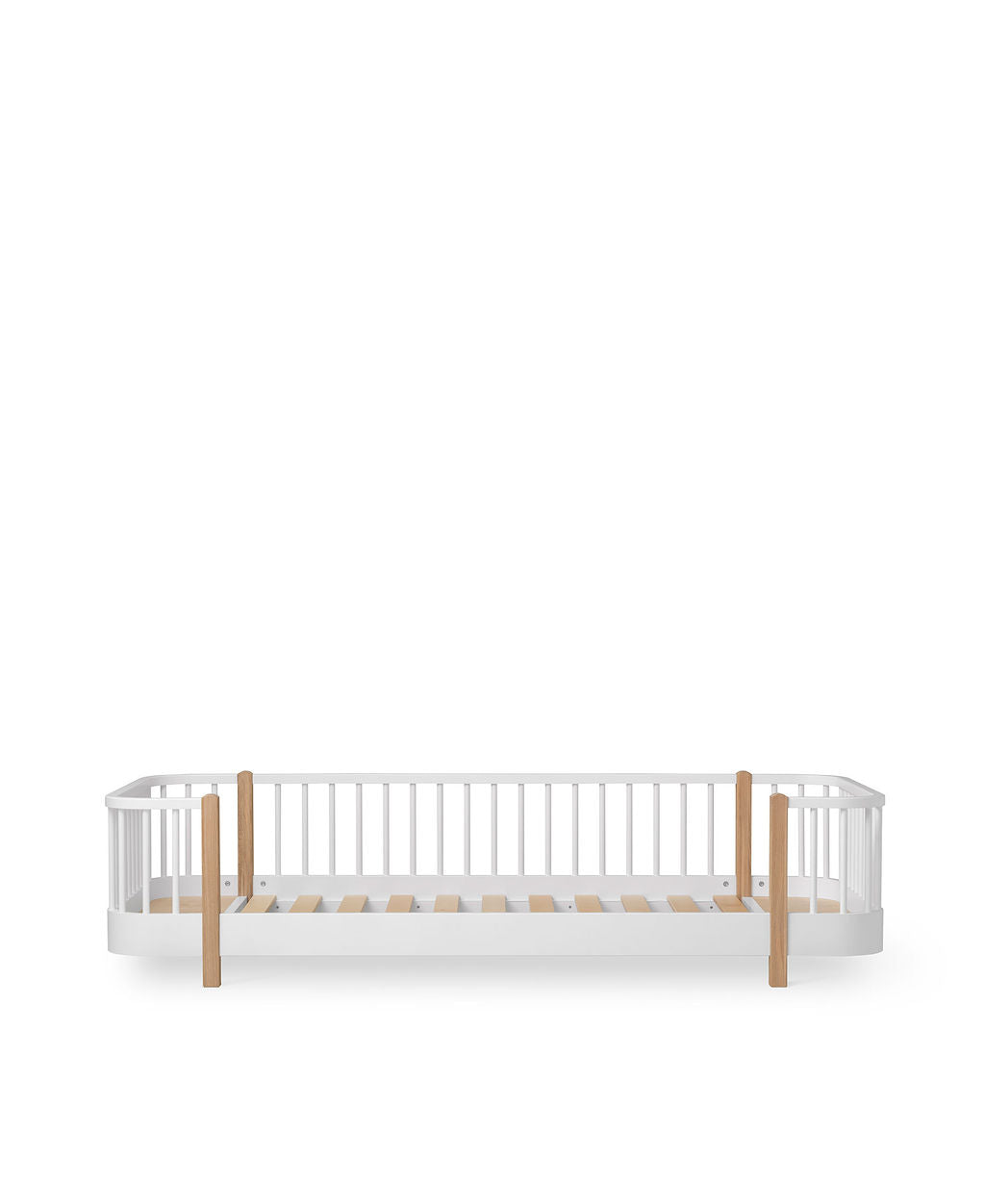 Wood Bodenbett 90x200 cm weiß/Eiche
