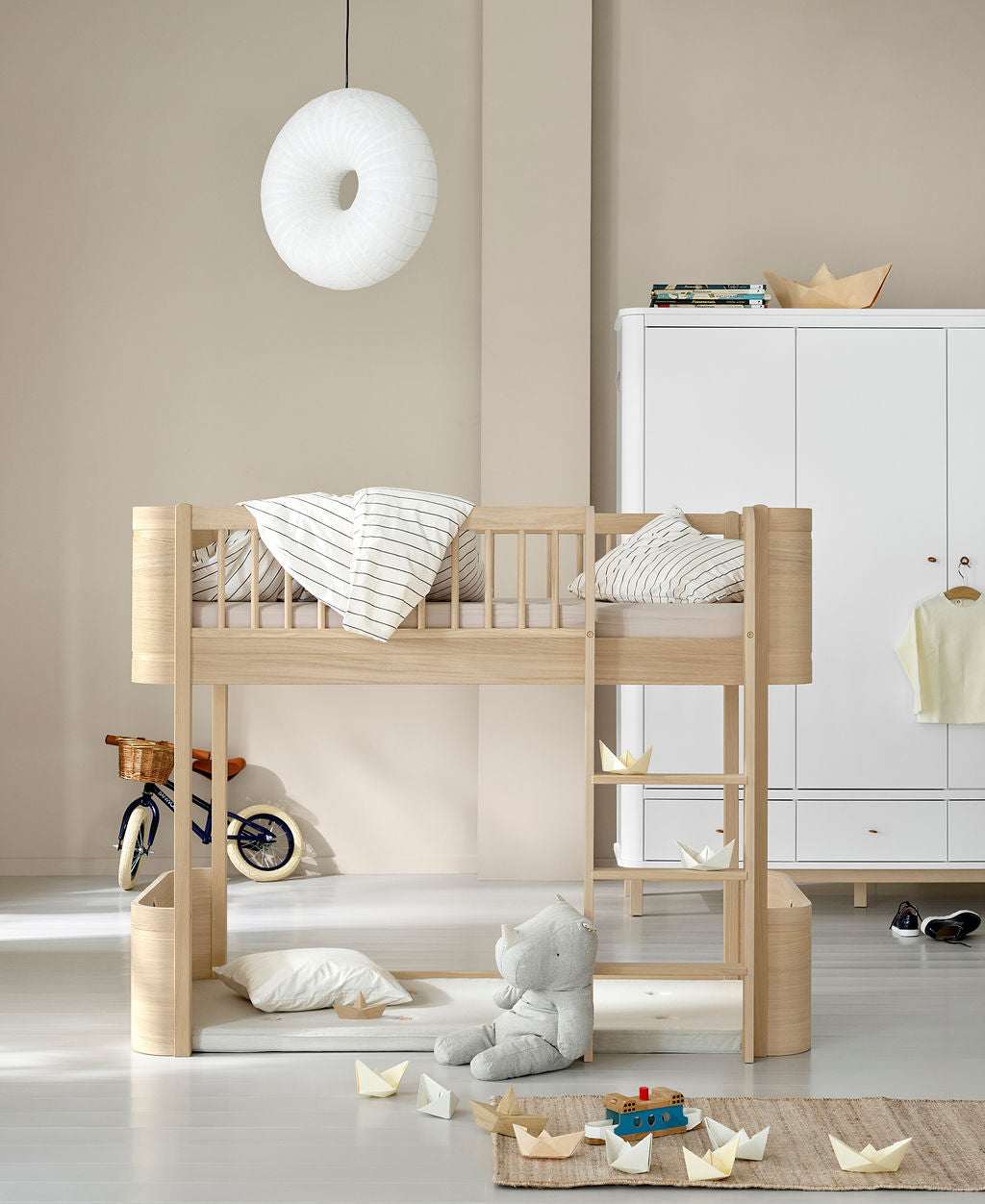 Mini+ halbhohes Hochbett, Eiche (68x162 cm)
