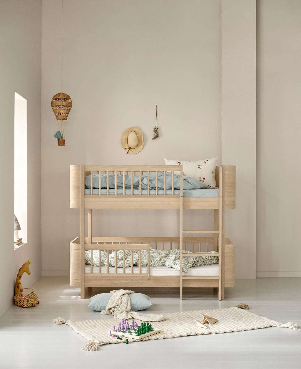 Mini+ halbhohes Etagenbett, Eiche (68x162 cm)