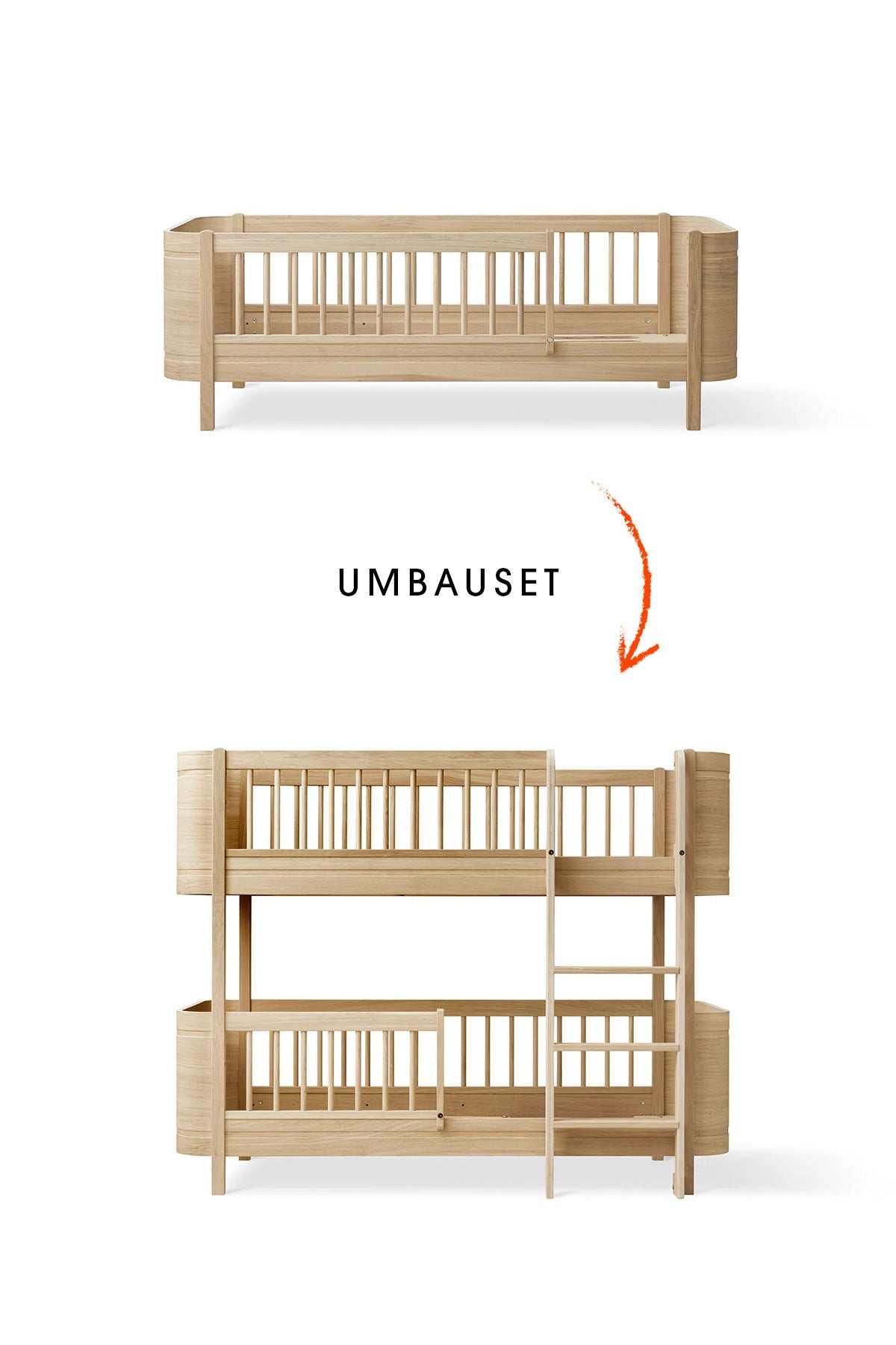 Wood Umbau-Set vom Mini+ Juniorbett zum halbhohen Etagenbett/ Eiche