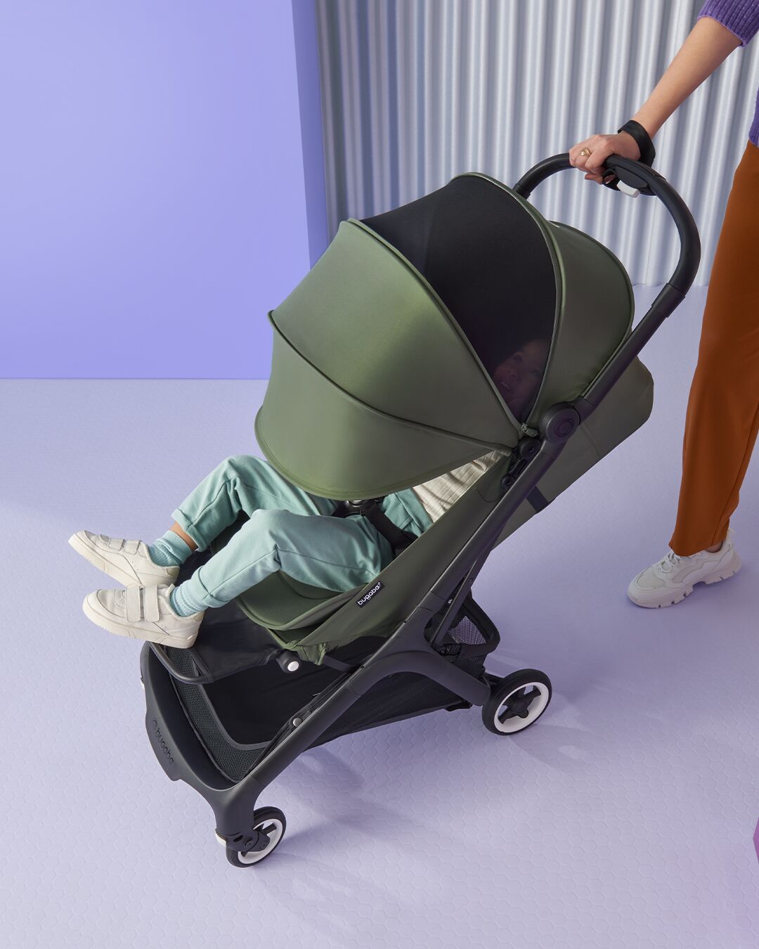 Bugaboo Butterfly City-Kinderwagen komplett schwarz/waldgrün