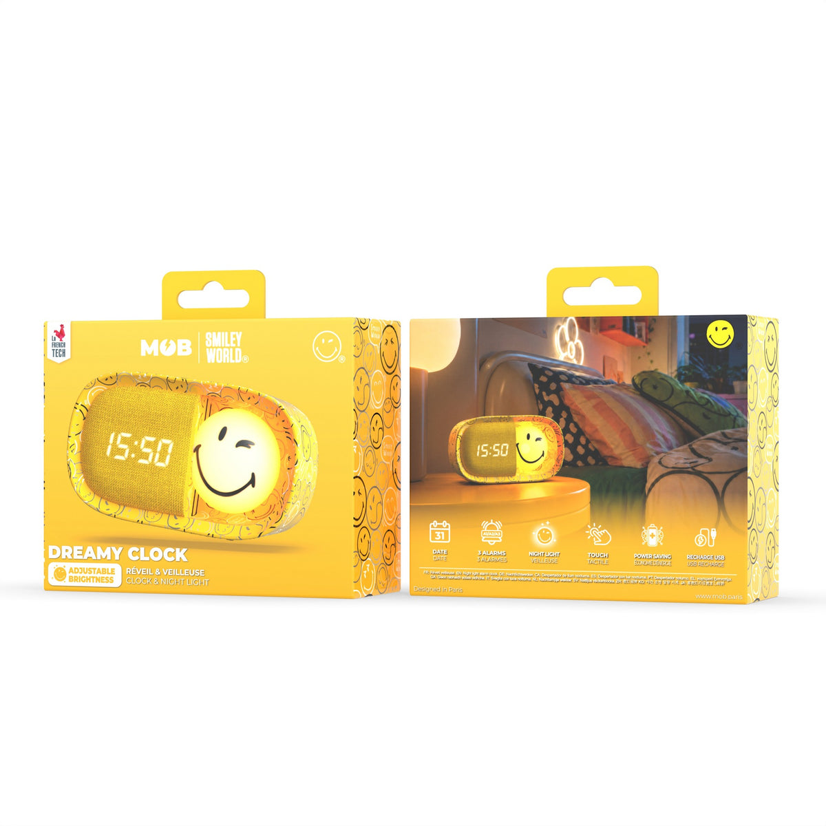Dreamy Clock Smiley - Wecker und Nachtlicht Gelb