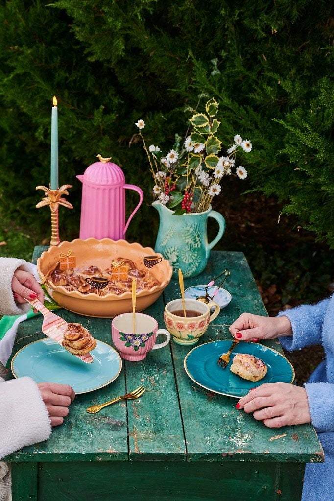 Thermoskanne mit goldenem Vogel - pink