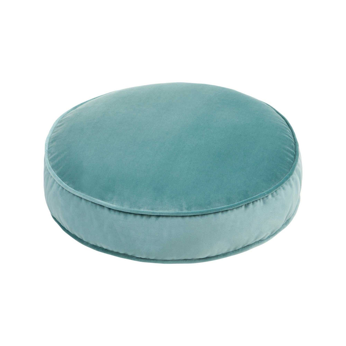 Kleiner grüner Samt-Pouf als vielseitiger Bodenkissen-Hocker von Betty's Home