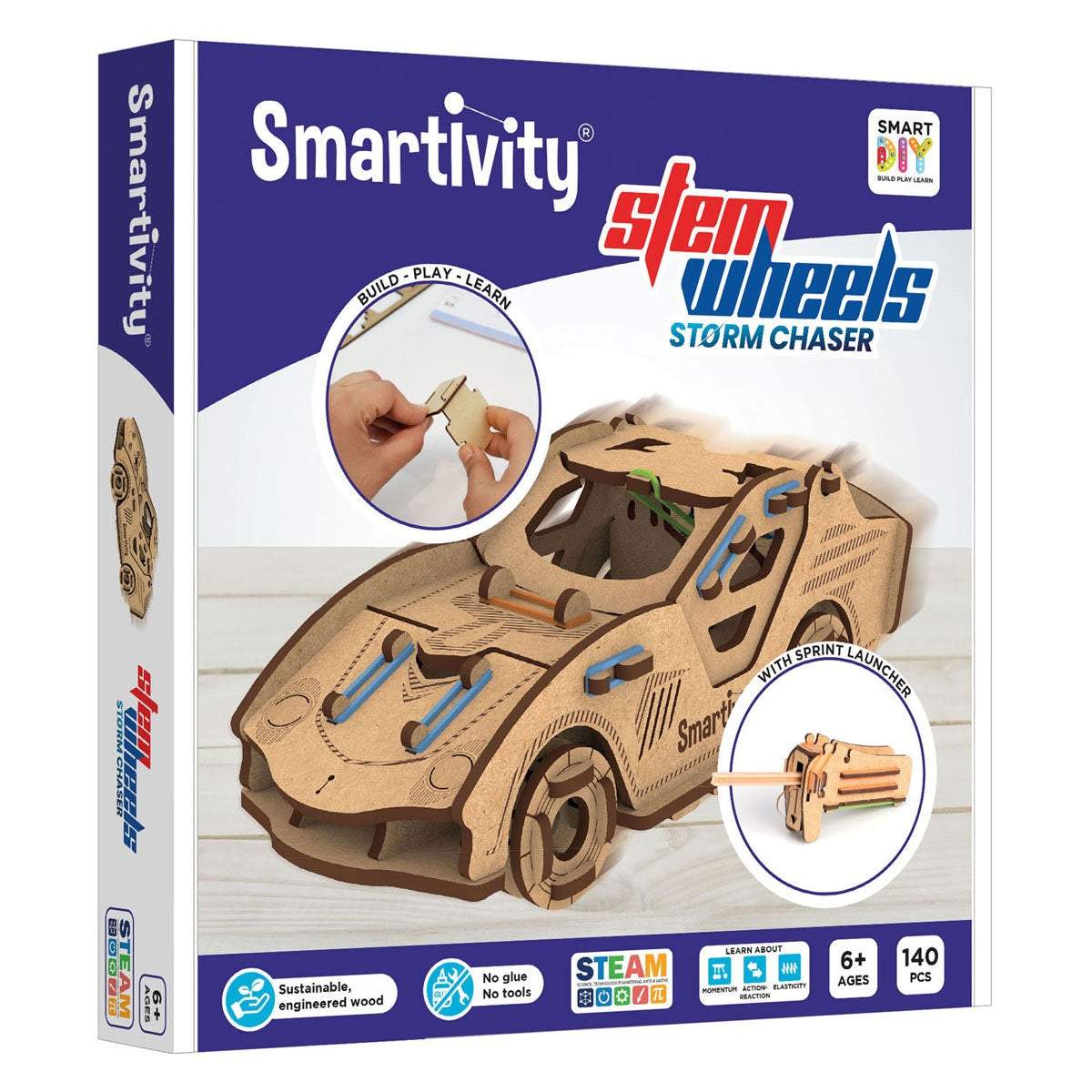 Smartivity Storm Chaser 2-in-1 wooden race car kit for kids learning STEM skills