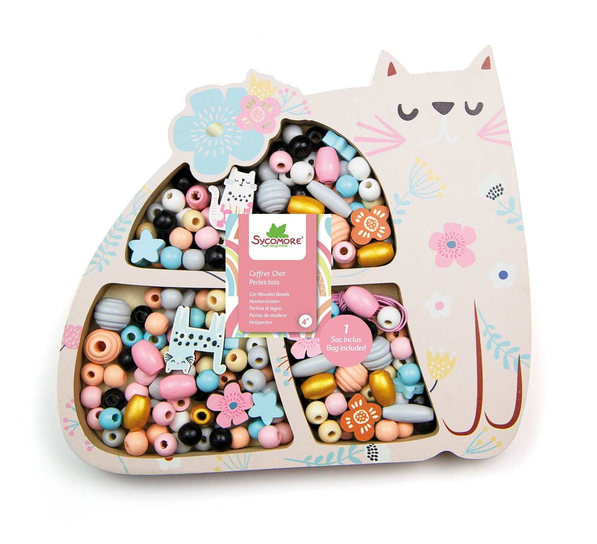 Holzperlen- Katze