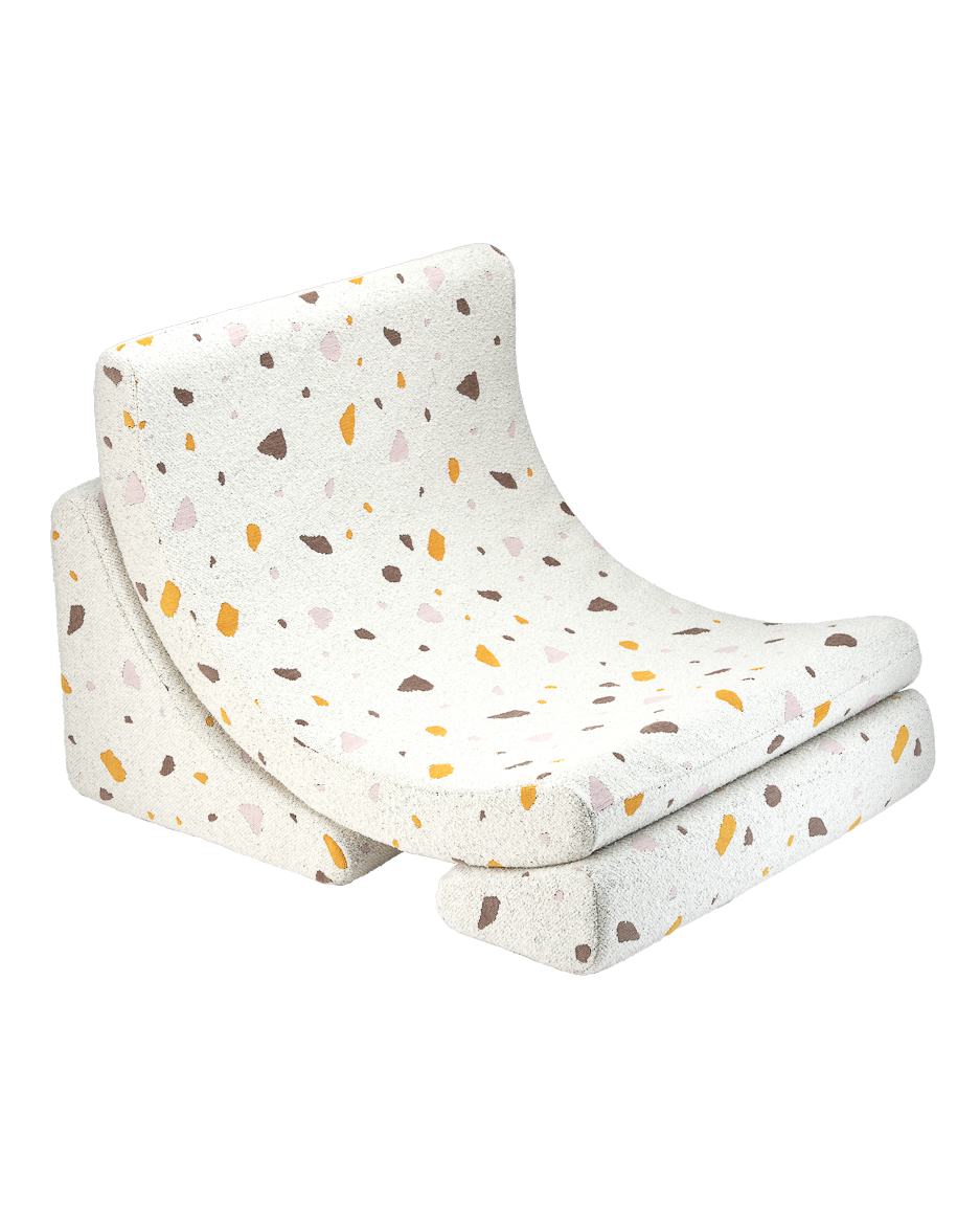 Wigiwama Moon Chair in terrazzo marble design with removable cover and cozy filling