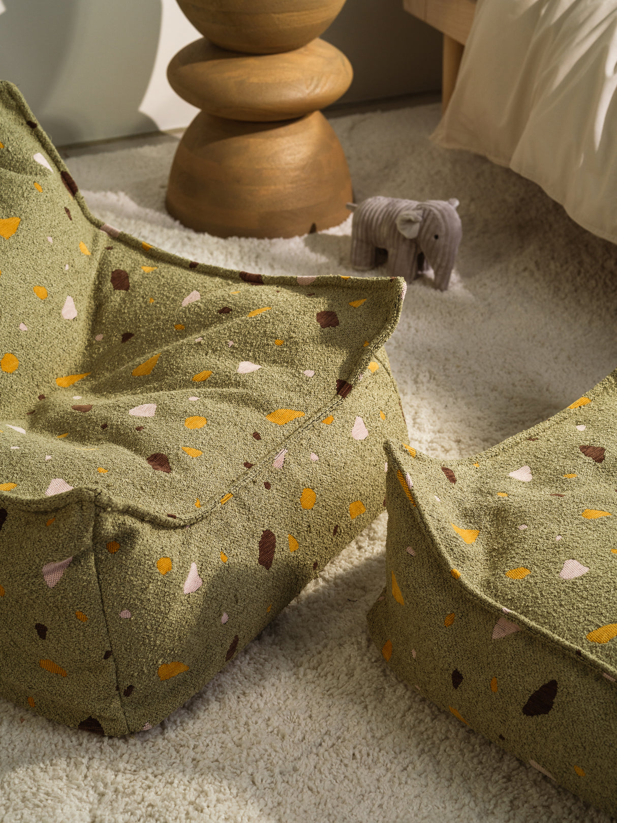 Square Ottoman/ Terrazzo Moss