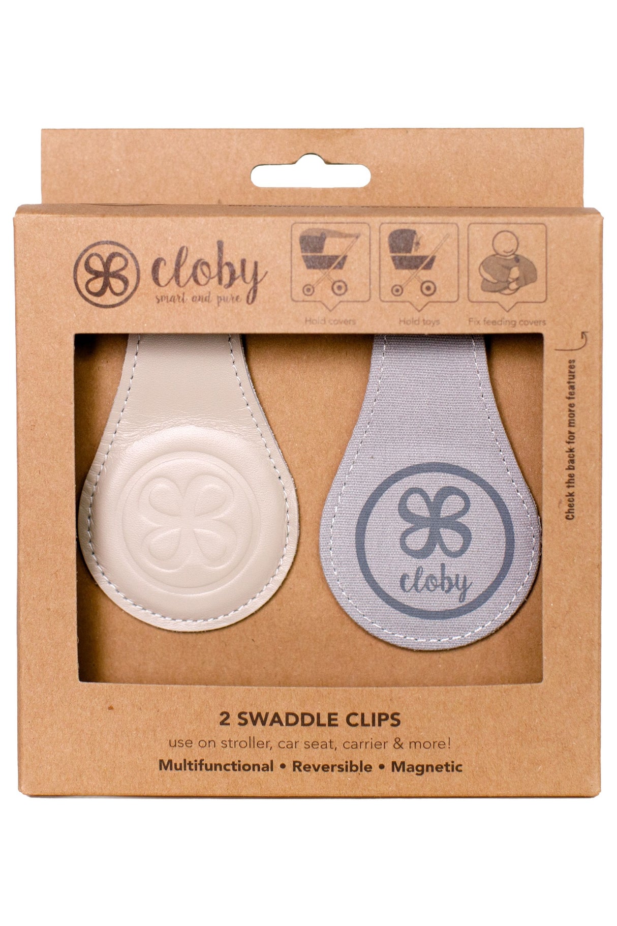 Swaddleclips aus Leder Beige/Grey