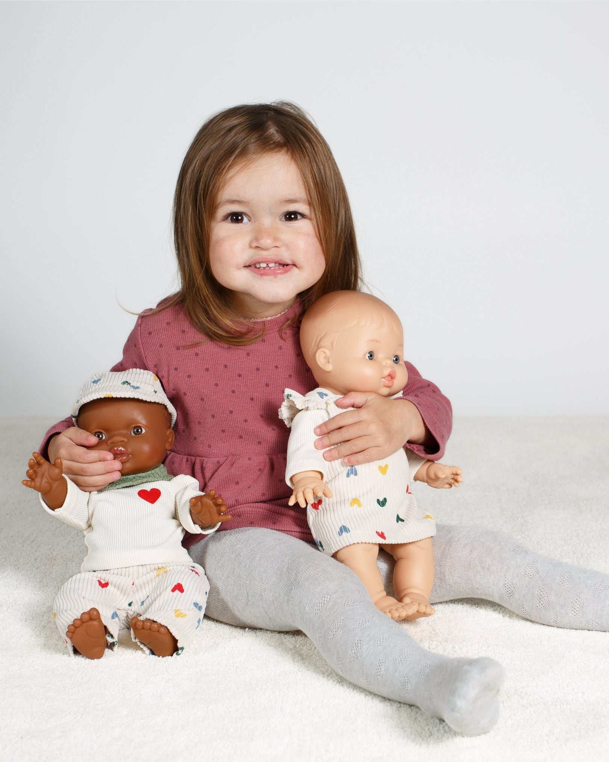 Puppen-Kordkleid Herz-Konfetti mit T-Shirt 28-35cm