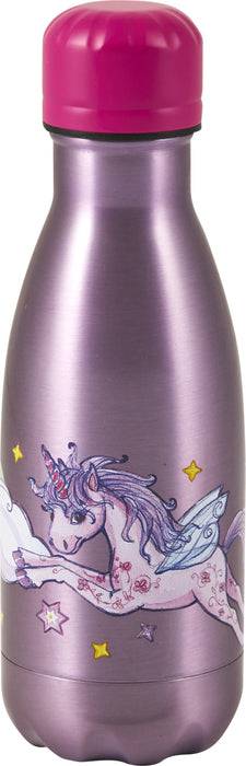 Edelstahlflasche Einhorn Paradies mit buntem Einhorn-Motiv, 0,4 l Fassungsvermögen, ideal für Kinder und Schule