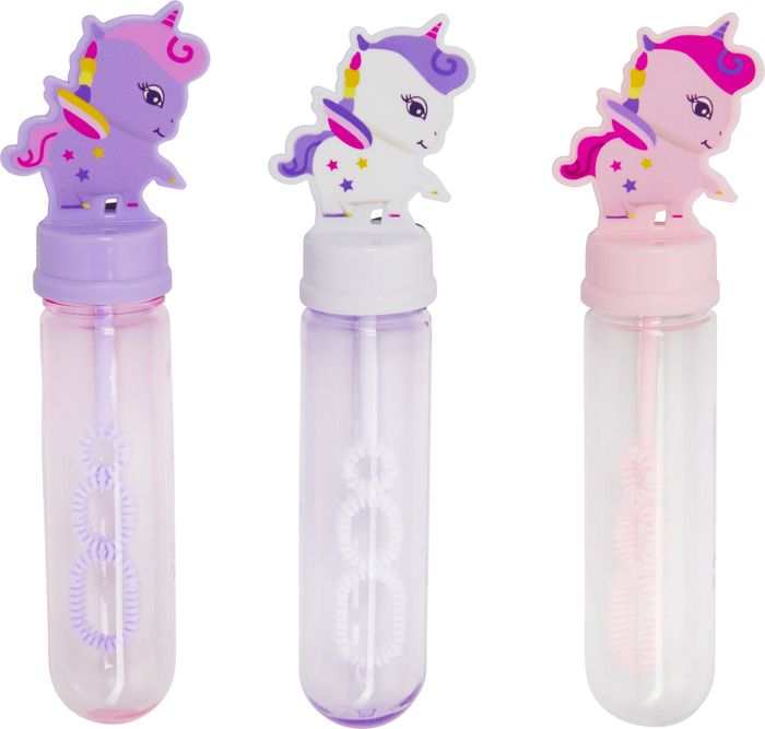 Seifenblasen Einhorn Kunststoffspielzeug mit 35 ml Seifenblasenflüssigkeit in verschiedenen Farben für Kinder ab 4 Jahren