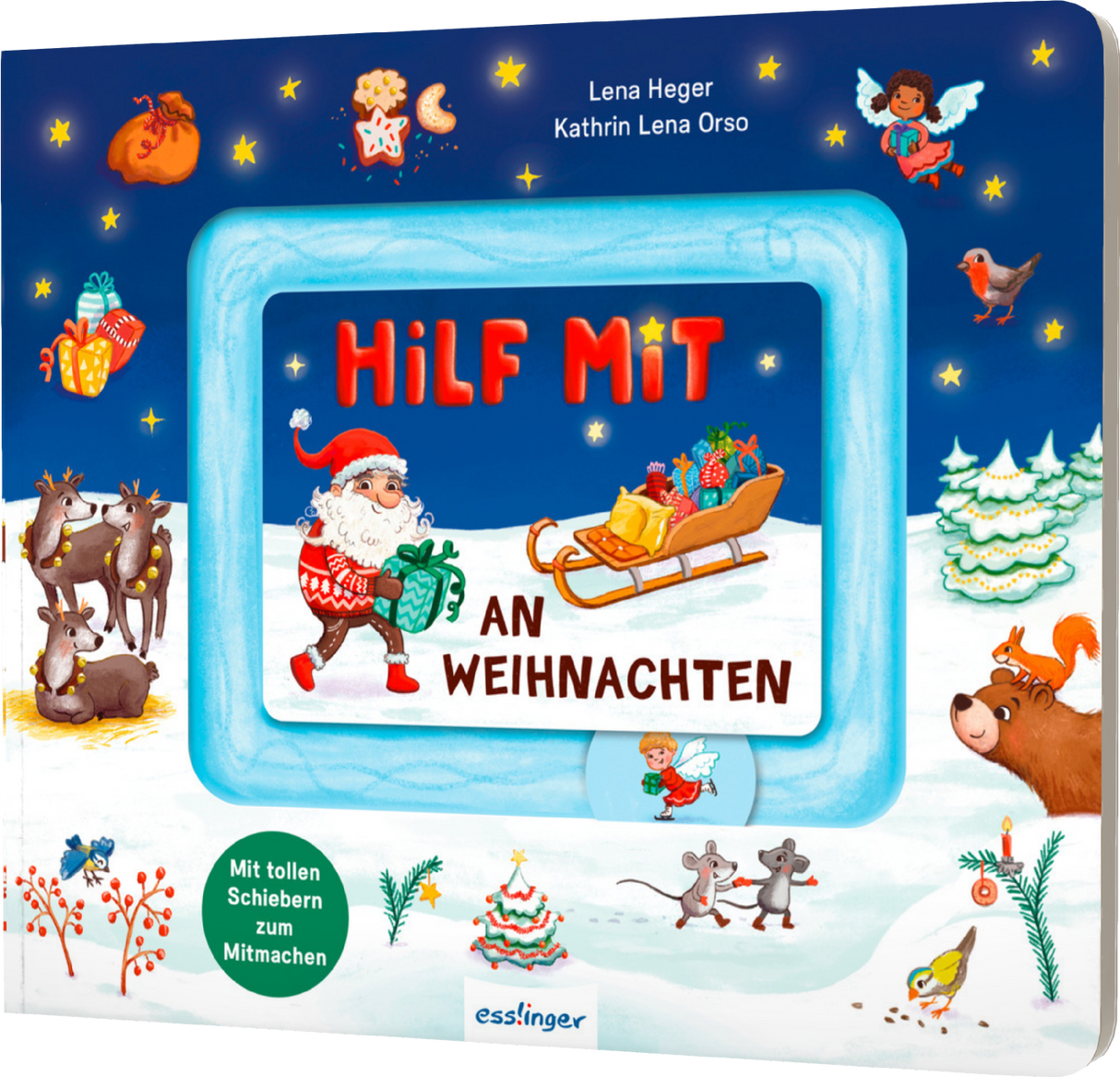 Kinderbuch "Hilf mit an Weihnachten" mit Weihnachtsmann und Schlitten-Spiel für Kleinkinder