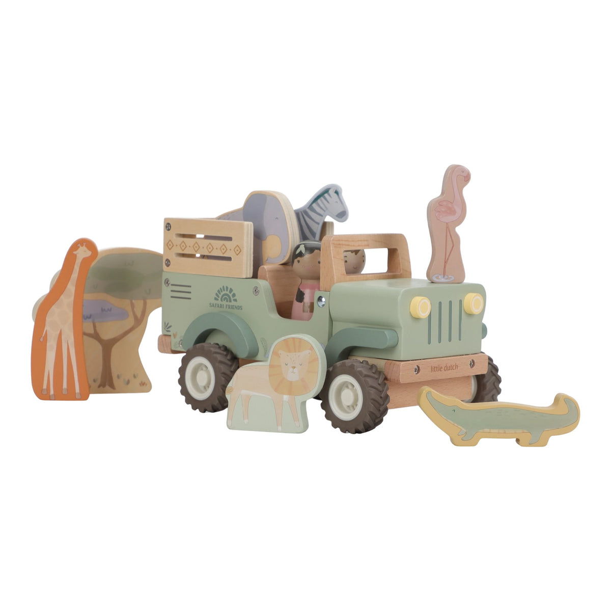 Holz-Safariauto mit Tieren