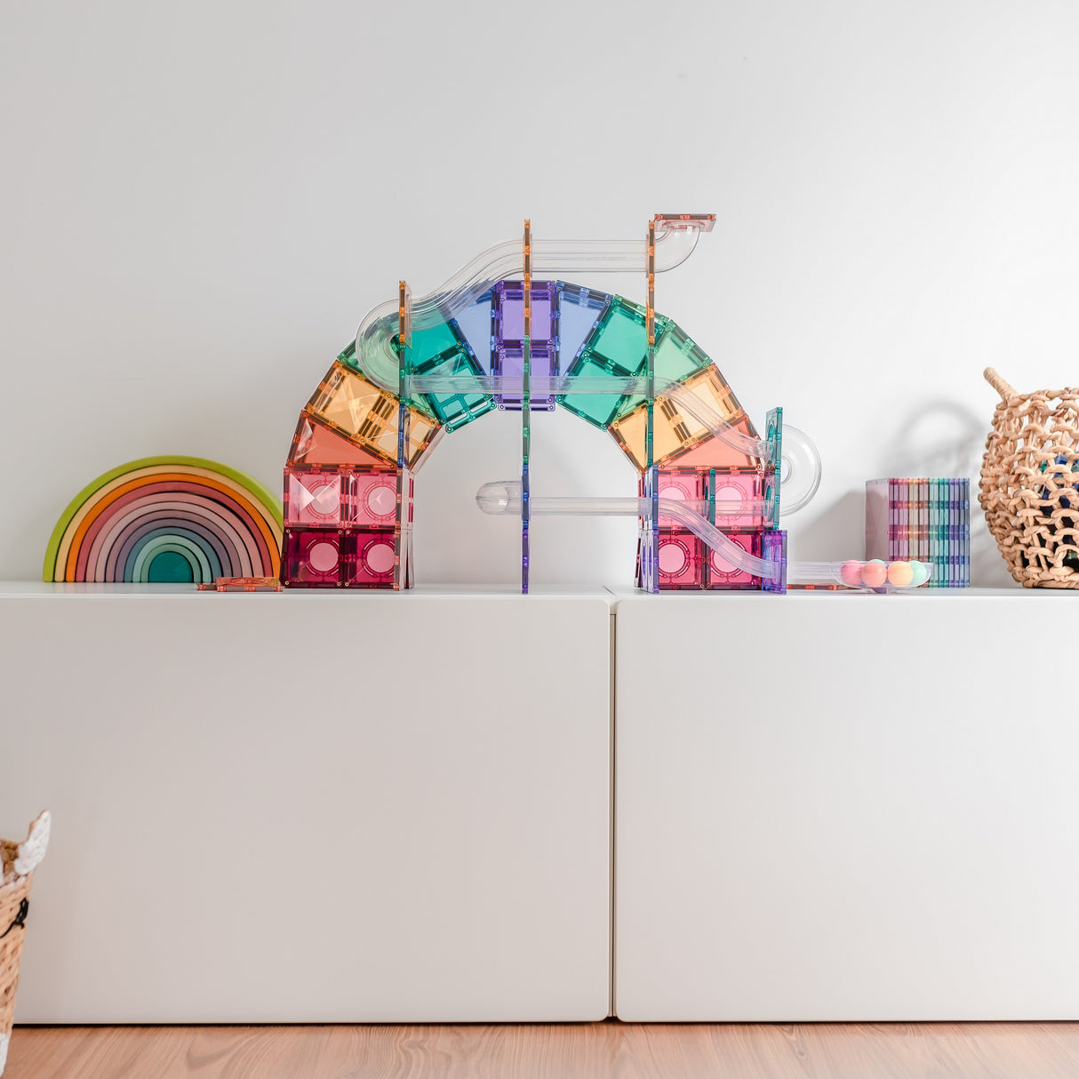 Magnetbausteine Pastell Ball Run Pack 106 Teile