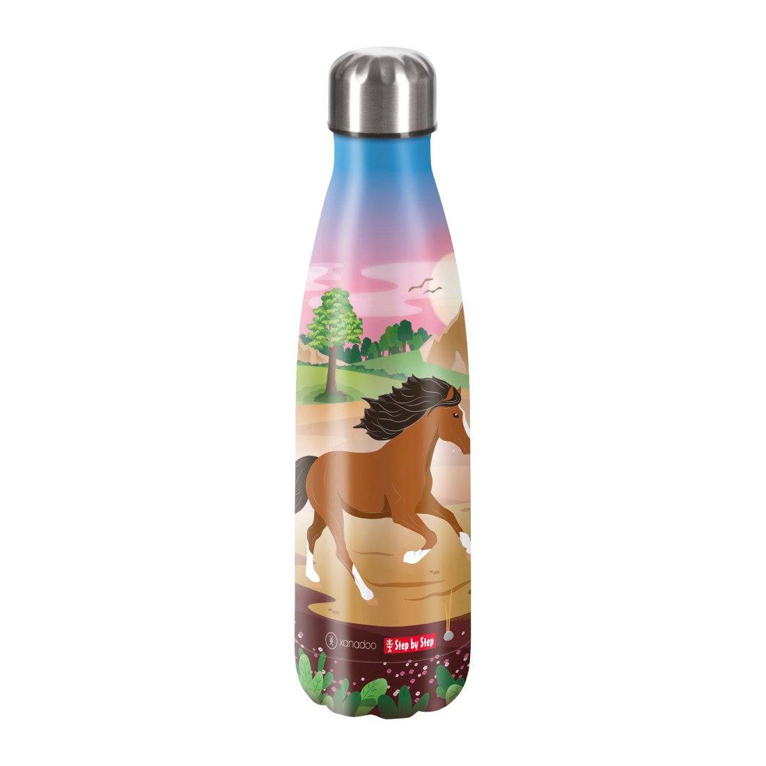 Edelstahl-Trinkflasche Pferd Ronja mit doppelter Isolierung für kalte und warme Getränke, 0,5 l, robuste lackierte Oberfläche, BPA-frei und recyclebar