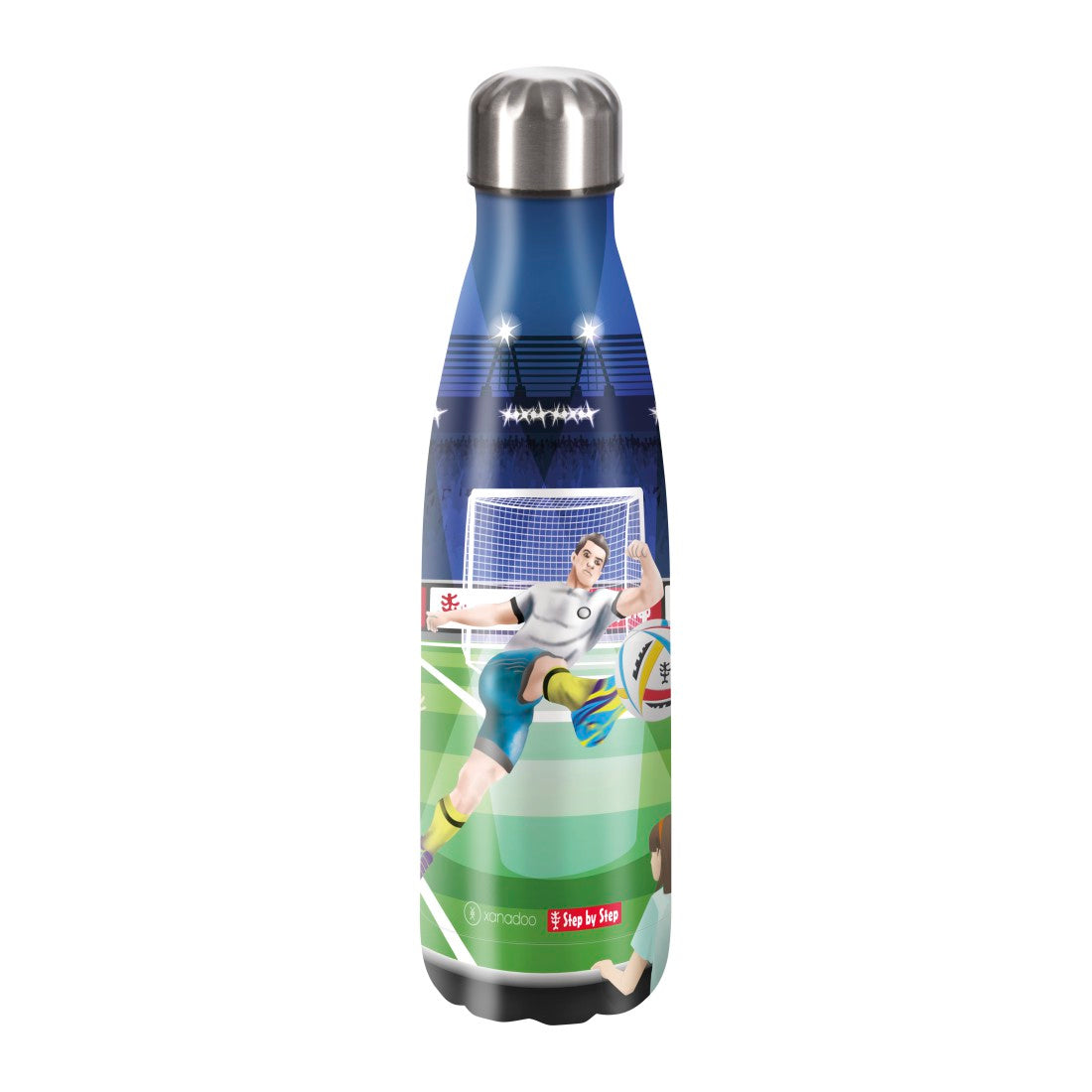 Edelstahl-Trinkflasche FußballStep by StepEdelstahl-Trinkflasche Fußballkorbmayer. ganz besonders. für kinder.