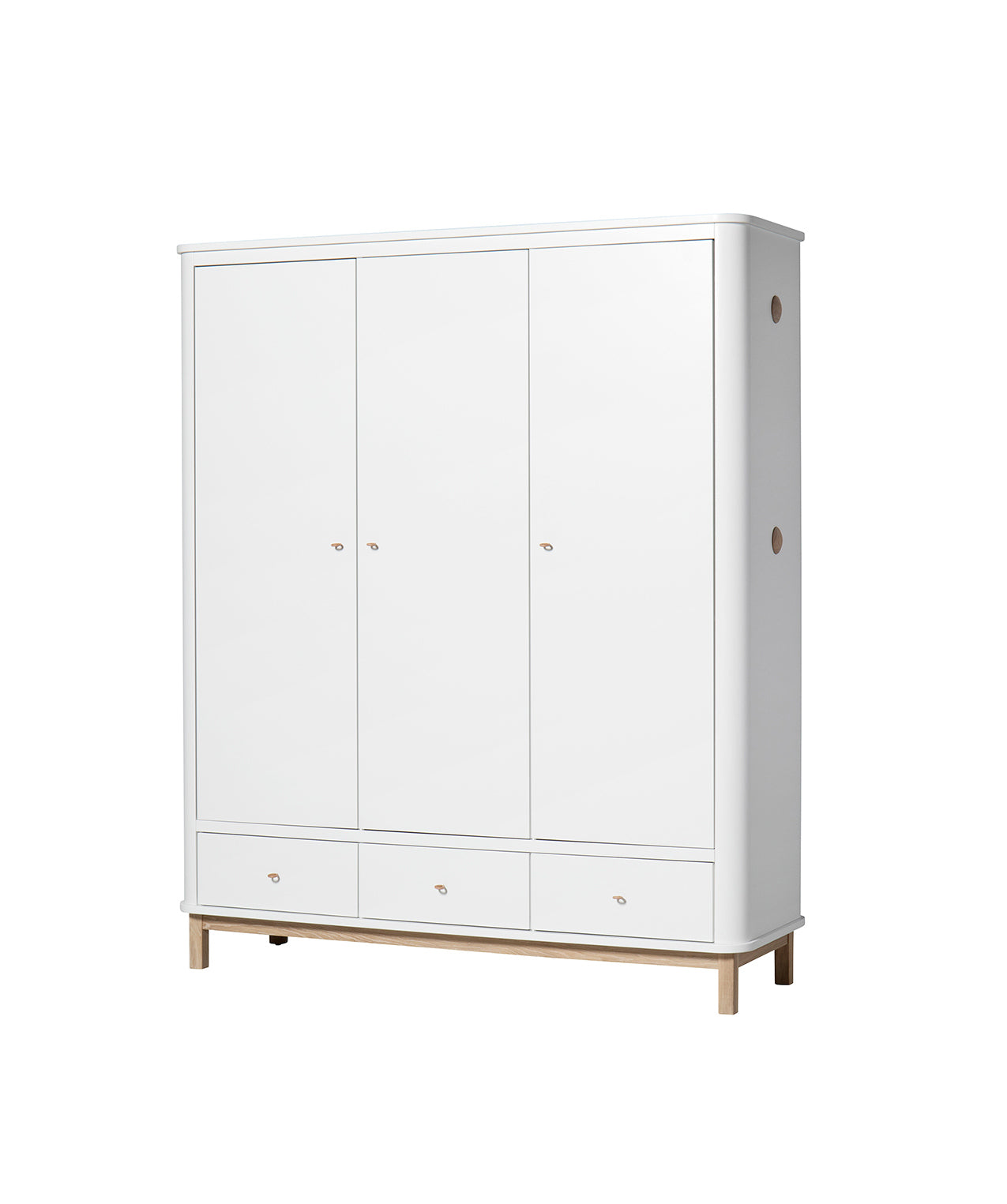 Wood Kleiderschrank 3-türig weiß/ Eiche