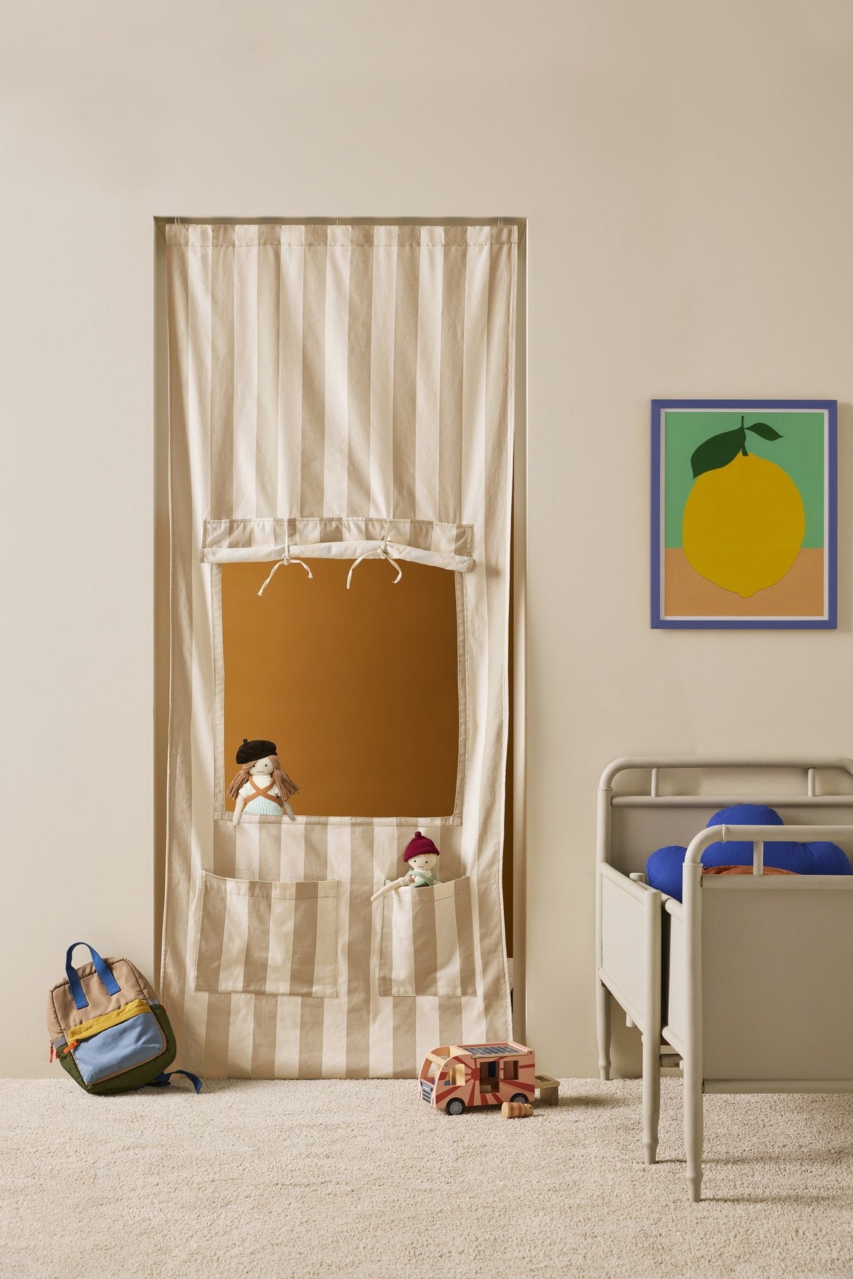 Kioskvorhang Streifen beige